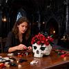 Moc Skull Roses Bouquet Building Set Skeleton Flowers Plant Pot Blocks Gothic Home Decor  Assembly Bricks Toys For Adult Gift