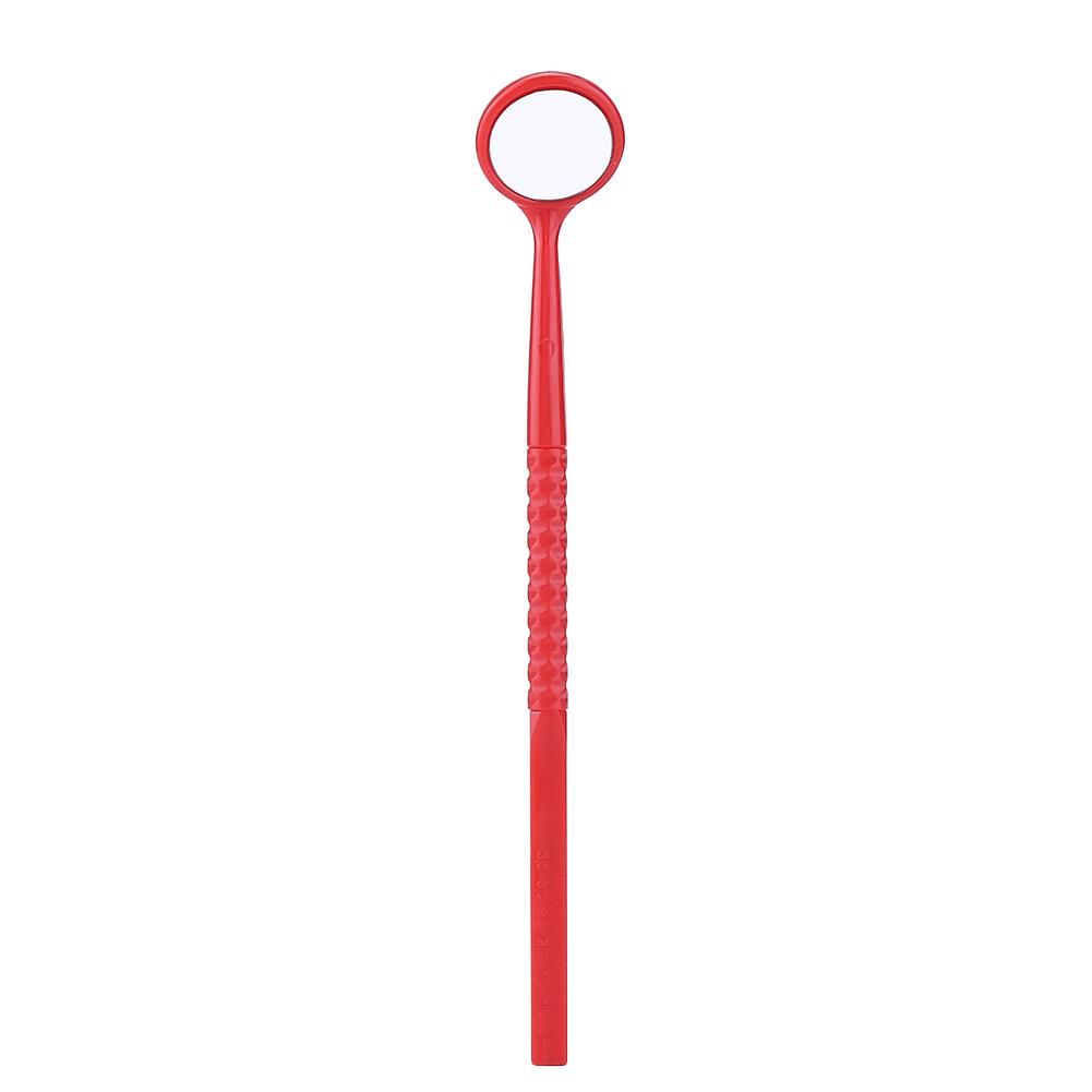 10pcs Oral Examination Glass Fiber Handle Dental Mouth Mirrors with Measurement(red)