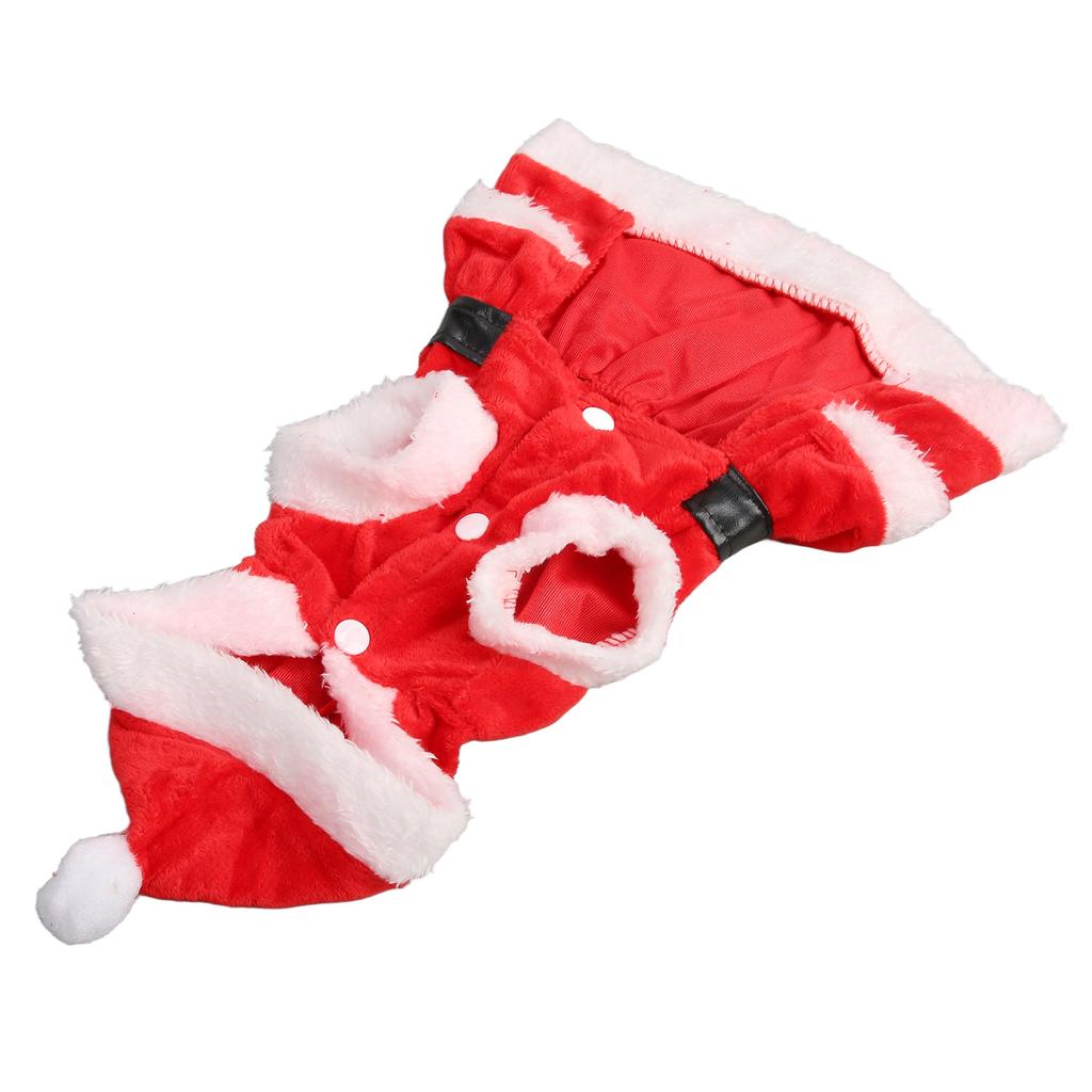 Pet Christmas Dress Soft Thickened Double Sided Coral Fleece Breathable Button Closure Dog Santa Dress for Winter