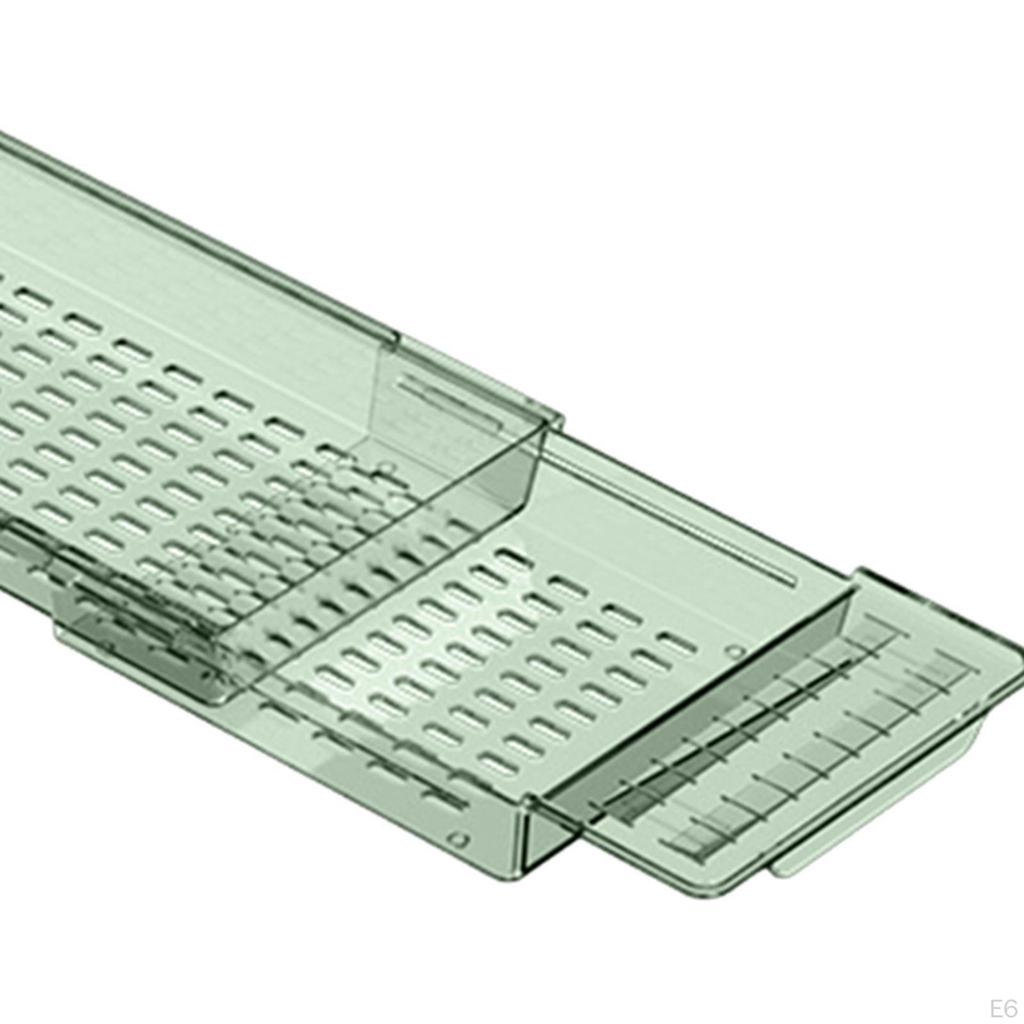 Bathtub Tray Bath Shelf with Drain Holes Extendable Multi Compartments Organizer Rack for
