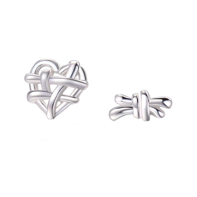 

Асимметричные плетеные серьги-гвоздики Love, женские простые и маленькие серьги-узлы, серьги