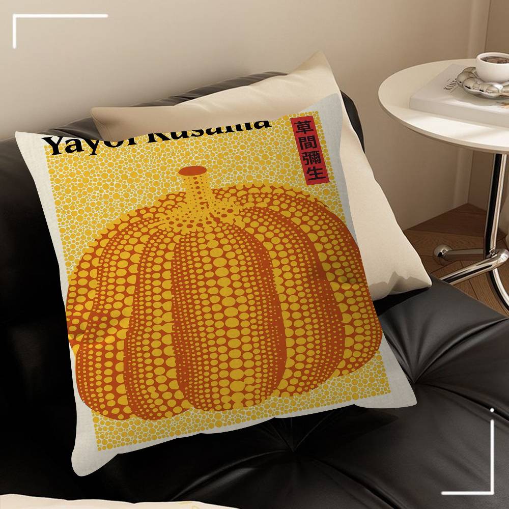 Yayoi Kusama Kunstausstellung Kürbisblumenkissen Anime-Kissen Sofabett Kopfkissenbezug Kissenbezug 45x45 cm Mode