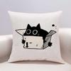 Minimalist Black Cat Silhouette Throw Pillow Cover - Artistic Animal Home Decor