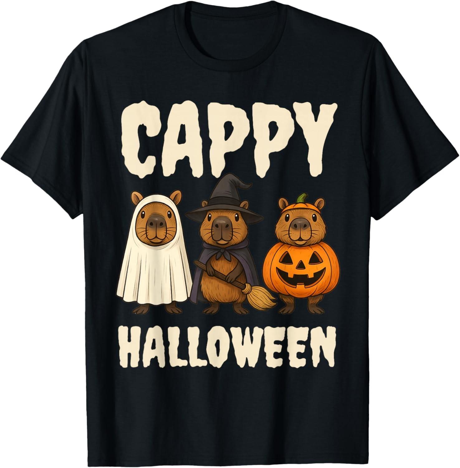 Cappy Halloween Funny Capybara Ghost Witch Pumpkin Spooky T-Shirt Mens Womens Tees Top unisex T-Shirt Mens Womens Tees Top 4XL