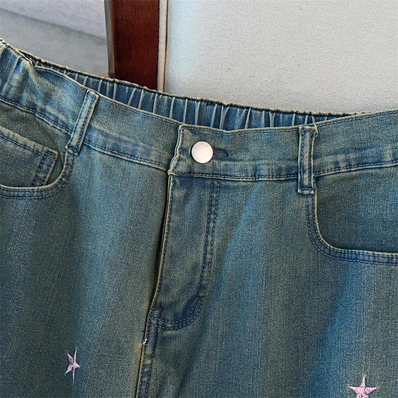 Damen-Denim-Hose in Übergröße mit hoher Taille - Lässig, Schlankmachend & Lockerer Schnitt