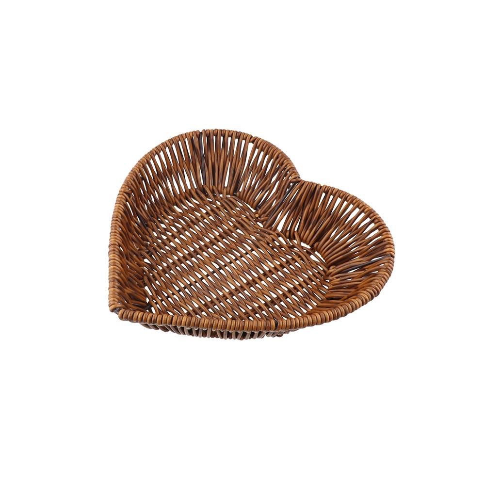 Coș de depozitare țesut în formă de inimă din ratan de simulare Coș de afișare pentru servire de capacitate mare