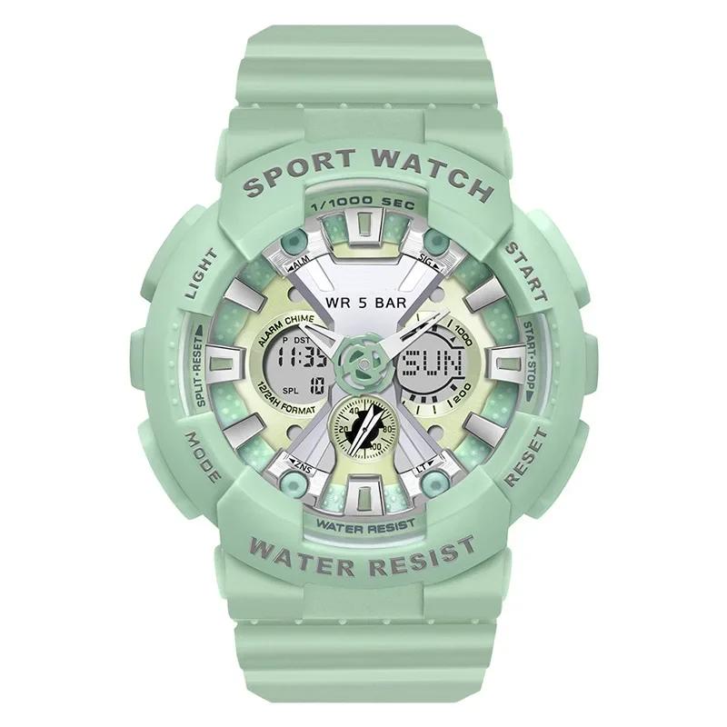 Female Elecrtonic Watch Middle School Student Sports Double Watch Temperament Wristwatch