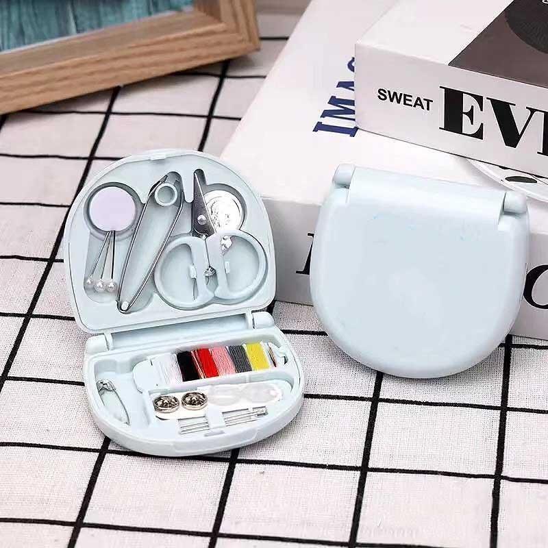 1 Set Buttons Pins Storage Boxes Sewing Box Household Portable Travel Mini Sewing Kit Scissor Needle Threads Box Set