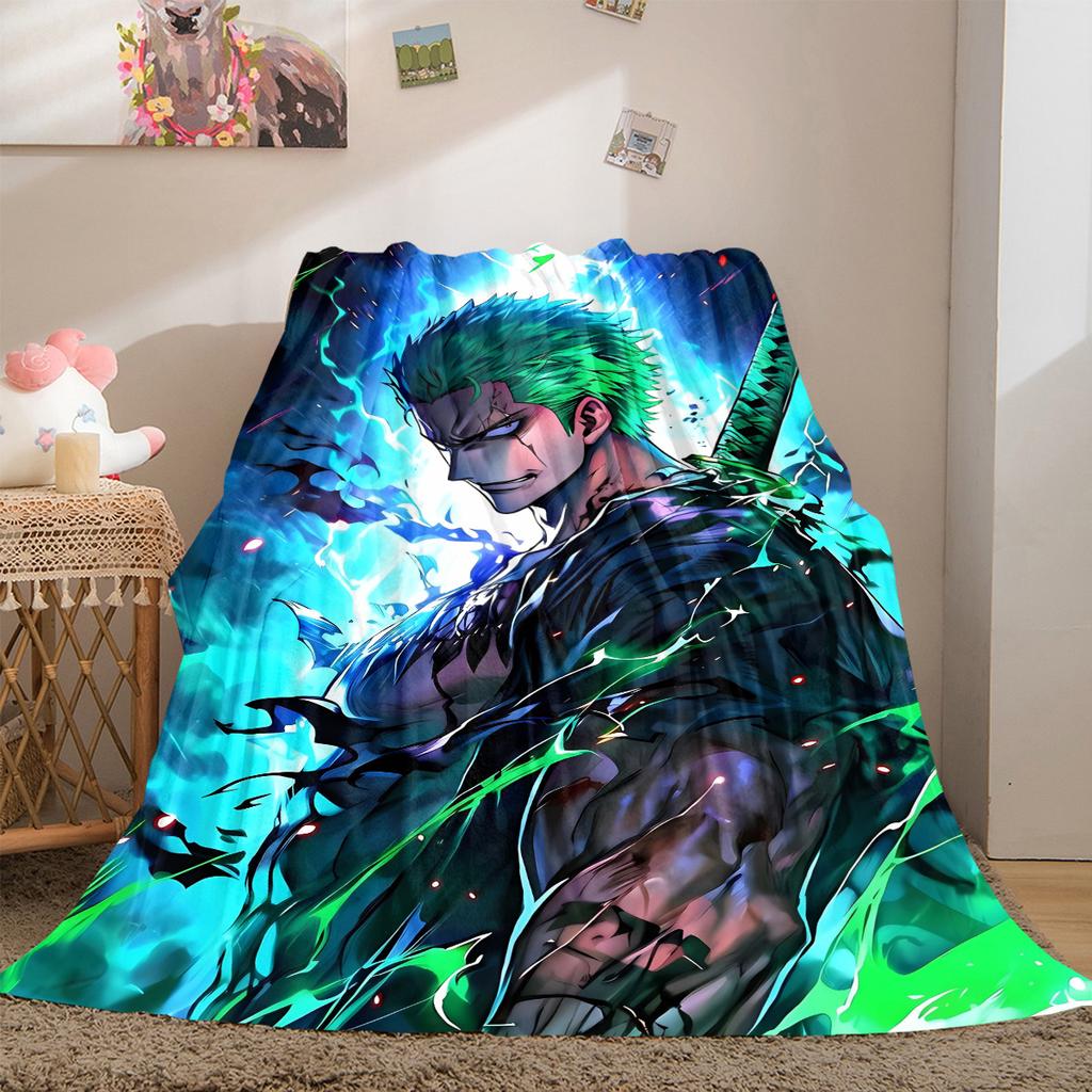 Zoro One Piece Print Blanket Warm Comfortable Flannel Cover For Bedrooms, Sofas, Beds, Chairs LXR166