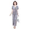 Stylish Summer Fashion Set for Middle-Aged Moms: Plus Size Two-Piece with Loose, Belly-Covering Shirt