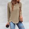 Eco Friendly Long Sleeve T Shirt With Buttons And Irregular Hem For Casual Spring Wear