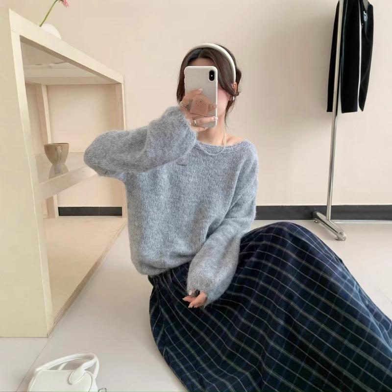 Spring new loose soft waxy thin lazy wind knitted sweater top gentle wind sweater pullover woman