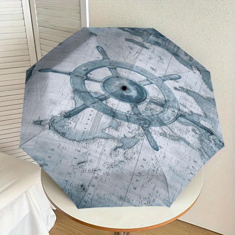 1pc Nautical Compass Print Umbrella Multi-functional Umbrella Umbrella for Men & Women, Valentine s Day Anniversary Gift0818257