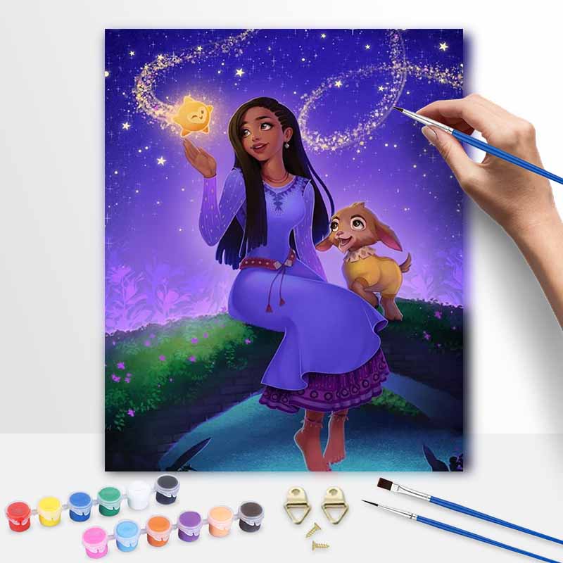 Disney oil painting magical starry night animal art painting home decoration 30x40cm