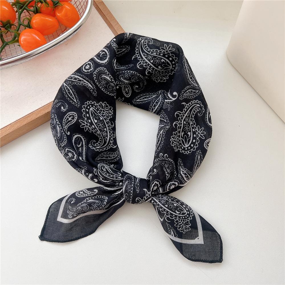 Fashion Floral Print Square Scarf Soft Handkerchief Women Hair Scarf Cotton Linen Head Scarfs Ladies Neck Scarves Summer Autumn