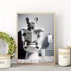 Humorous Bathroom Decor Poster with Dog Reading Newspaper