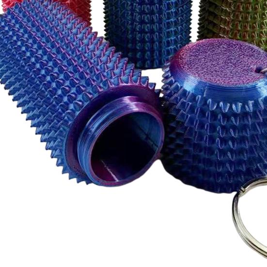 Spiky Grippie Stim Fidget Toy with Keychain Stress Relief 3D Printed Storage Box Pain Stimming Tool Teens Adults Portable Bumpy Roller Sensory Toy
