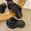 Height-increasing Platform Casual Beach Shoes 2025 Summer and Autumn New French Fashion Bow One-word Slippers Women's Outer Wear