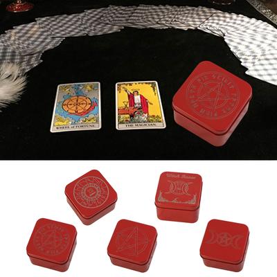 Estuche de almacenamiento de cartas de tarot de hierro Caja de cartas de tarot portátil Estuche de almacenamiento de adivinación astrológica Contenedor portátil para naipes