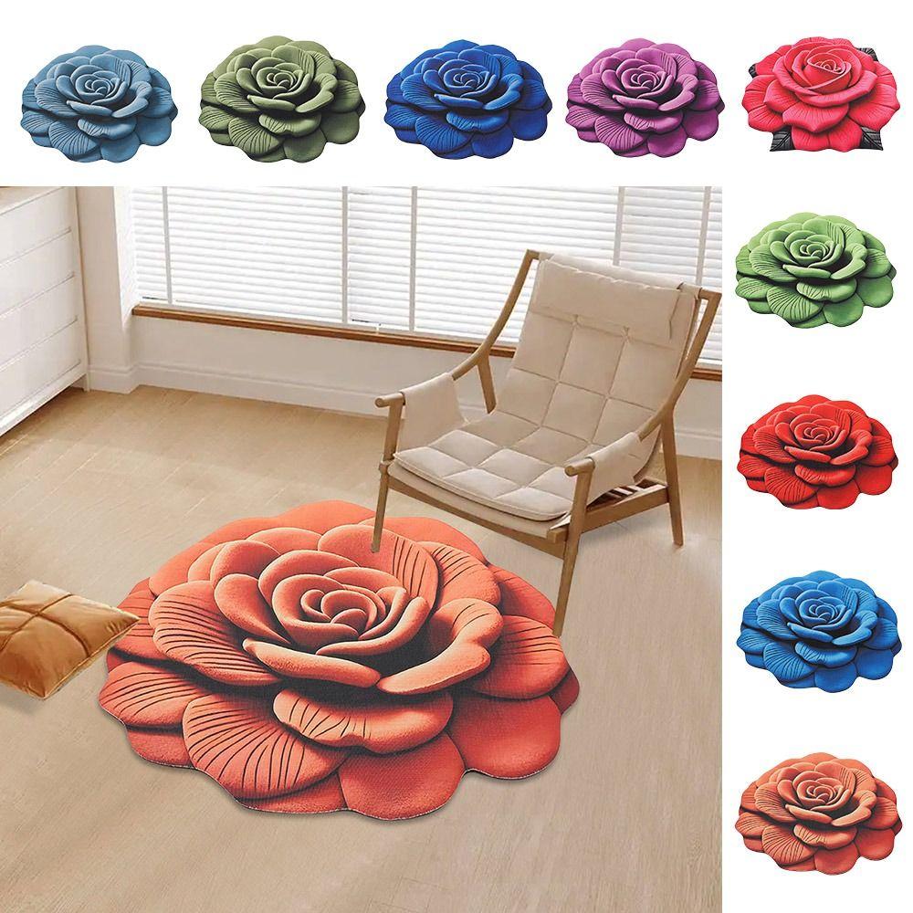 Soft Flower Carpet Non-slip Bathroom Floor Mat Peony Floor Mat  for Living Room Tea Table Bedside