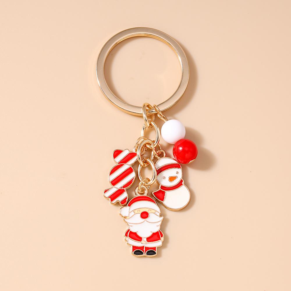 Fashion Christmas Keychain Jingling Bell Key Ring for Women Girls Handbag Pendants DIY X'mas Key Chain New Year Gifts