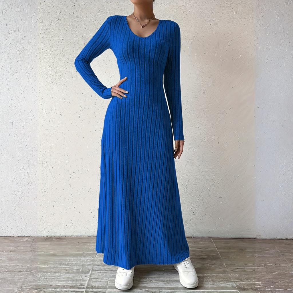 Women's Long Sleeve Dress Fall Casual T Shirt Loose Fit Pleated Front Dresses With Pockets