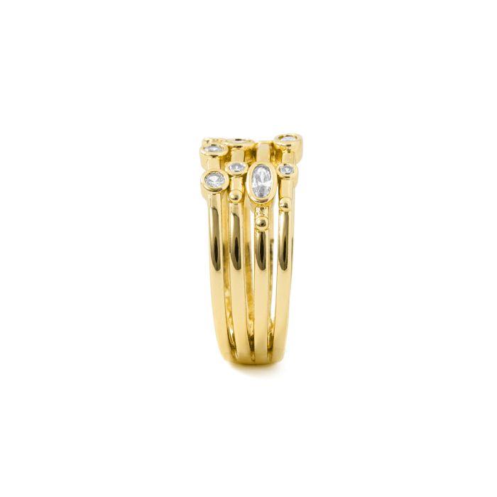 Anneau - LUXENTER - Ulethel - Or jaune 18 carats - Zircone - Largeur 9,8 mm