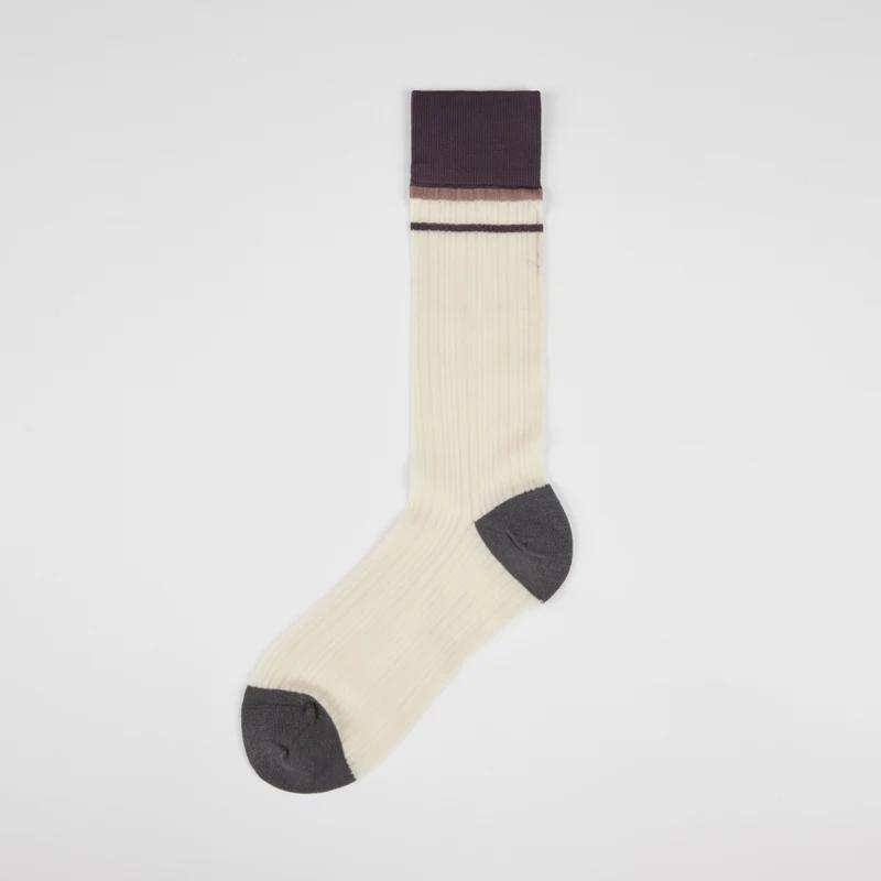 New Spring/Summer Women'S Mid Length Socks Vintage Thin Silk Socks Vertical Stripe Mid Leg Socks Sun Protection Long Stockings