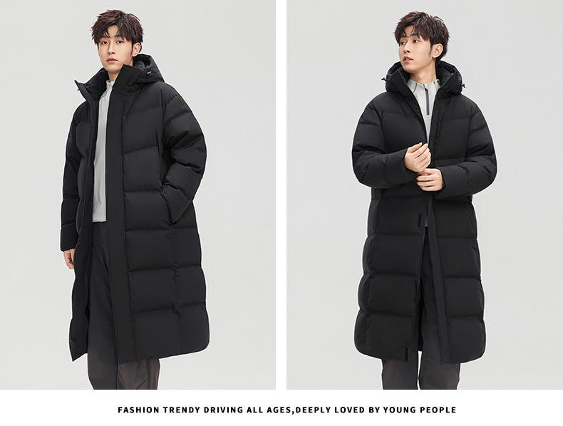 Unisex Long Winter Over-the-Knee Down Coat - Warm & Windproof, Beijing Film Academy Style