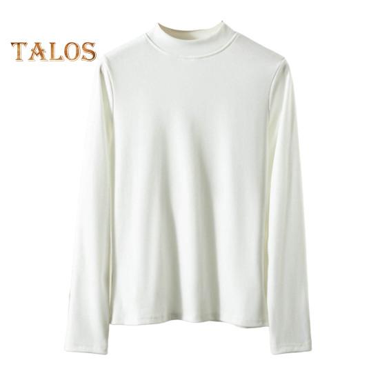 Women Bottoming Tops DE Velvet Self-Heating Thermal Top Half High Collar Long Sleeve Slim Fit Base Layer Shirt