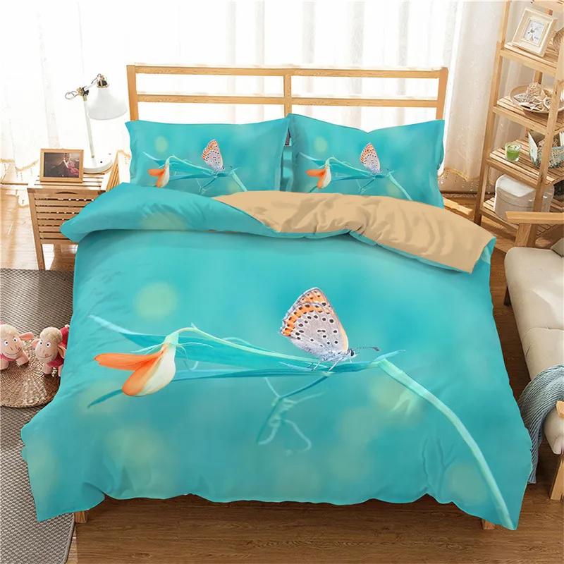 Comforter Floral Butterfly Flower Bedding Set Full King For Girls Women Botanical Flowers Comforter With 2 Pillow Cases