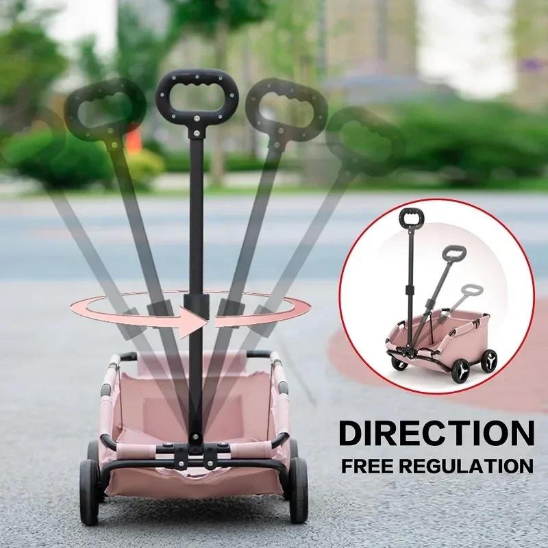 4 Wheels Folding Dog Stroller Lightweight 360° Rotating Trolley Pet Stroller Small Cats Dogs Rolling Cat Carrier Pet Carriage