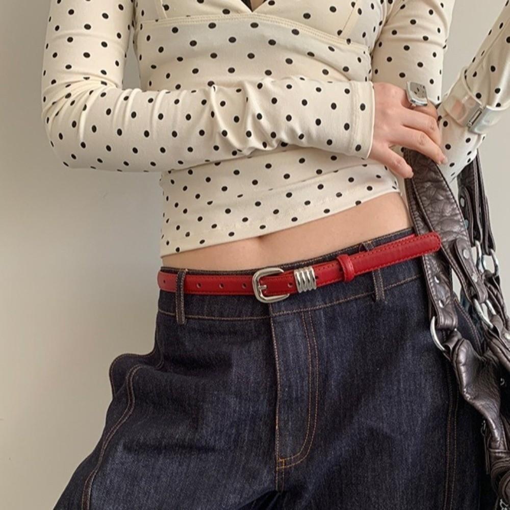 PU Leather Waist Belt Thin Dress Jeans Belt Casual Women's Belt  Streetwear