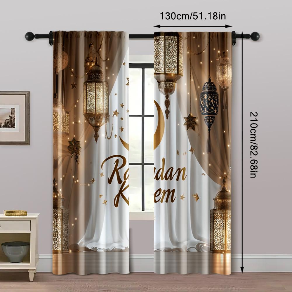 2pcs   Popular Curtain Panels Ramadan Moon Polyester Woven Polyester Woven (without rod) All Seasons Ldeal for Home & Office