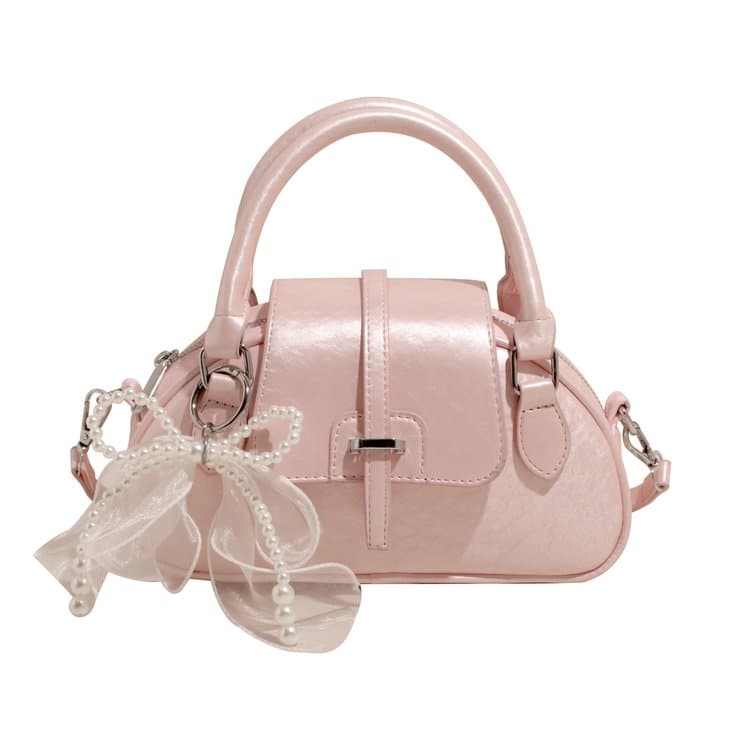 Pink Pearlescent PU Portable Messenger Bag