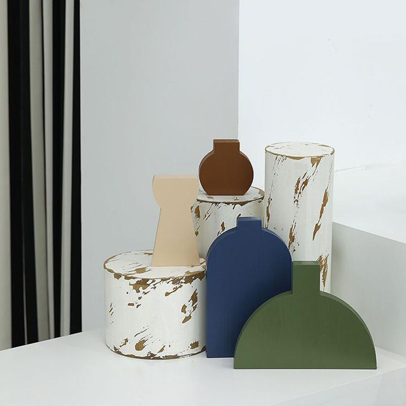4PC/Sada Geometrické Moderní umění Dřevěný dekor Ins Dřevěné Vázy Tvar Ornamenty Domácí dekorace K dispozici více možností