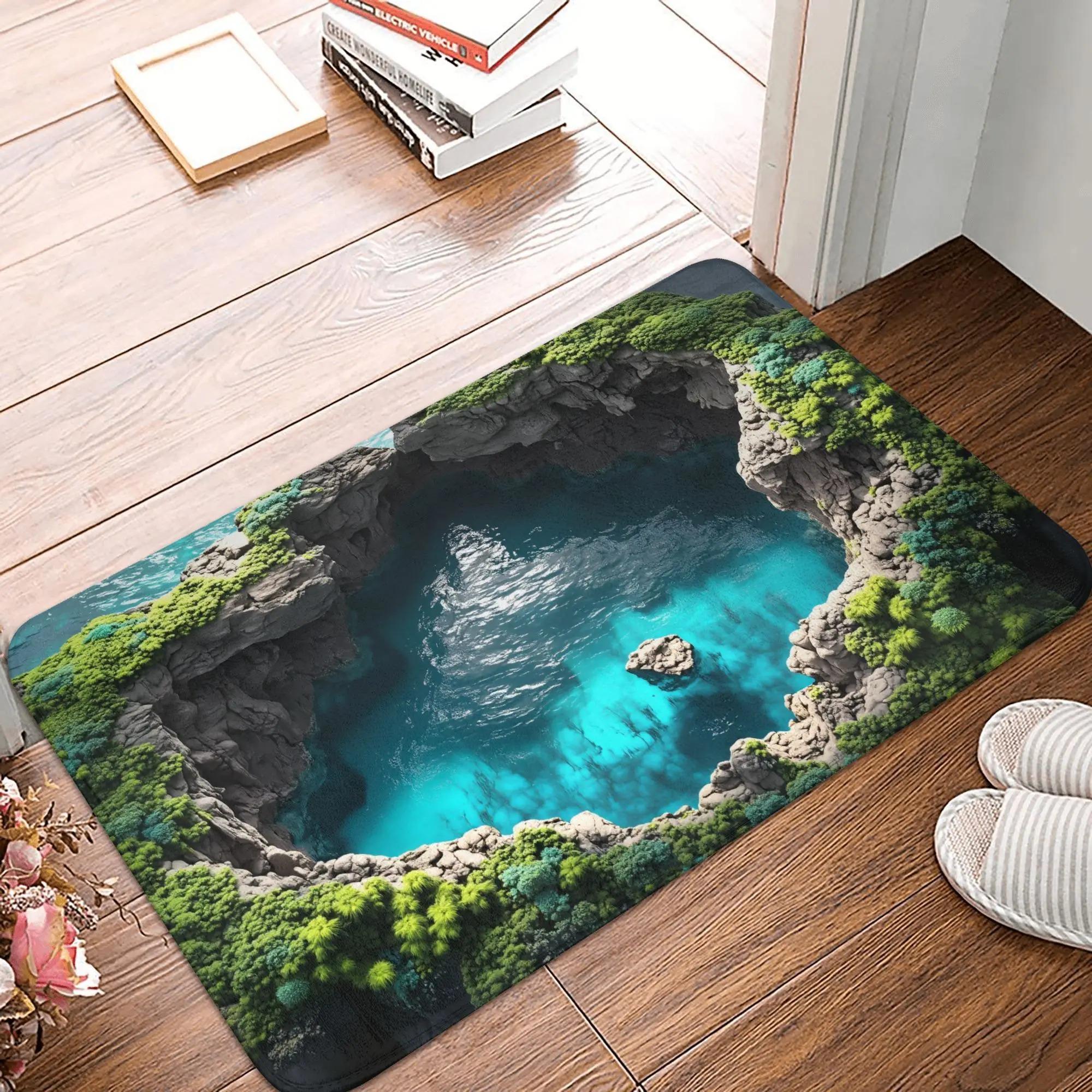

Carpet Entrance Door 3D Visual Ocean Floor Mat Bathroom and Toilet Door Mat Personalized Mat Home Decoration Rugs 40x60CM