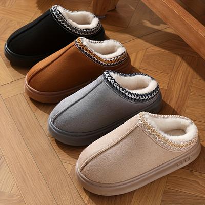 Lässige Flanell-Hausschuhe für Damen und Herren – Futter aus einfarbigem Baumwollstoff – Warme, leichte Hausschuhe mit EVA-Sohle
