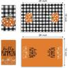 Fall Hello Pumpkin Kitchen Dish Towels Set of 2, Autumn Thanksgiving Buffalo Plaid Drying Hand Towel Baking Cooking Cloth, Polka Dots Seasonal
