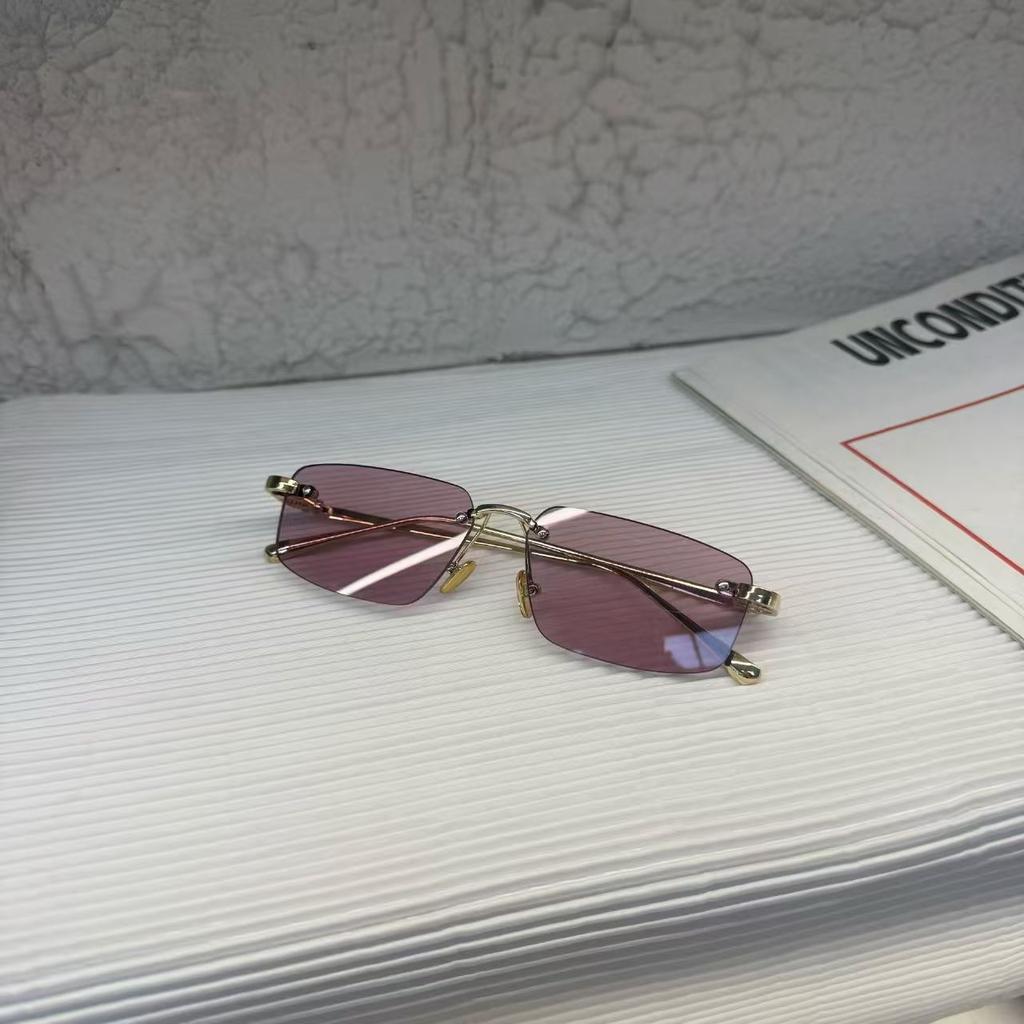 Rectangle Sun Glasses for Women Rimless UV400 Protection Unisex Sunglasses Holiday Travel Fashion Accessories