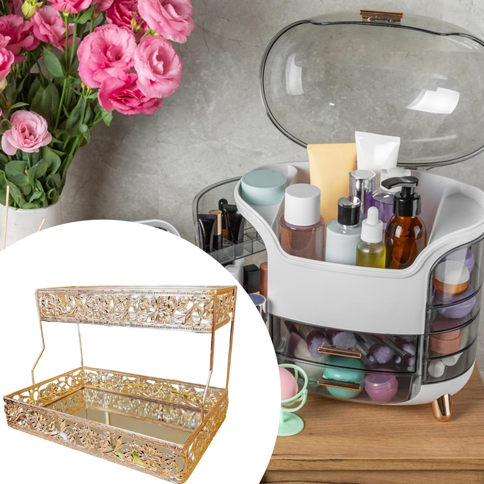 

Cosmetic Organizer Skincare Holder 2 Tier Large Capacity Multipurpose Vanity Tray Bathroom