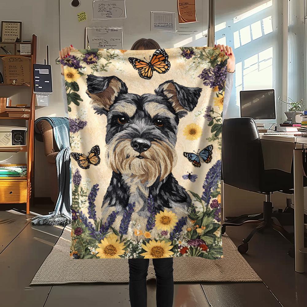 

1Pc Dog and Sunflower Print Flannel Blanket, High quality Comfortable for All Seasons, Home Decor, Warmth and Comfort, Perfect for Christmas Gifts 80cm x 120cm