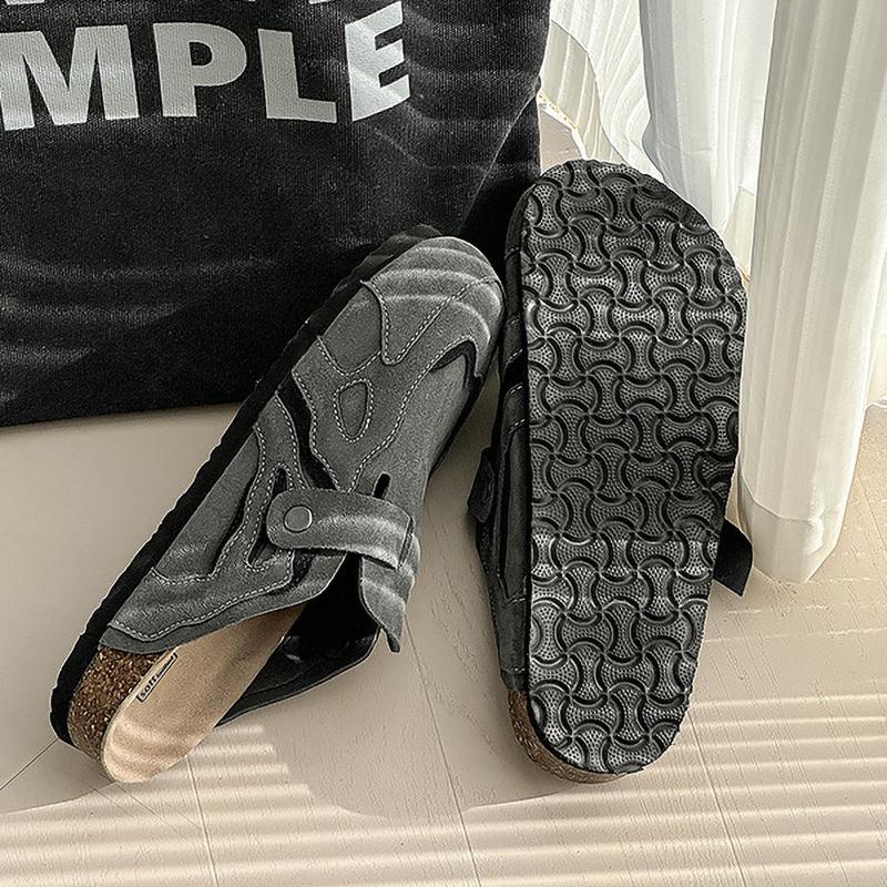 Cork Mules Slippers Men Women Close Toe Slippers Home Shoes Clogs Vintage Muller Slippers Arch Support