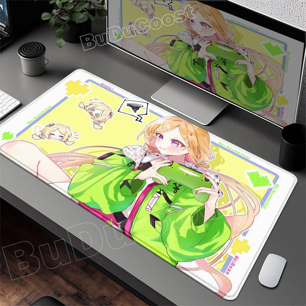 Kawaii Mouse Pad Anime Cute Girl Aki Rosenthal Gamer Computer Desk Mat Keyboard PC Gaming Accessories Mousepad Rubber Anime Girl
