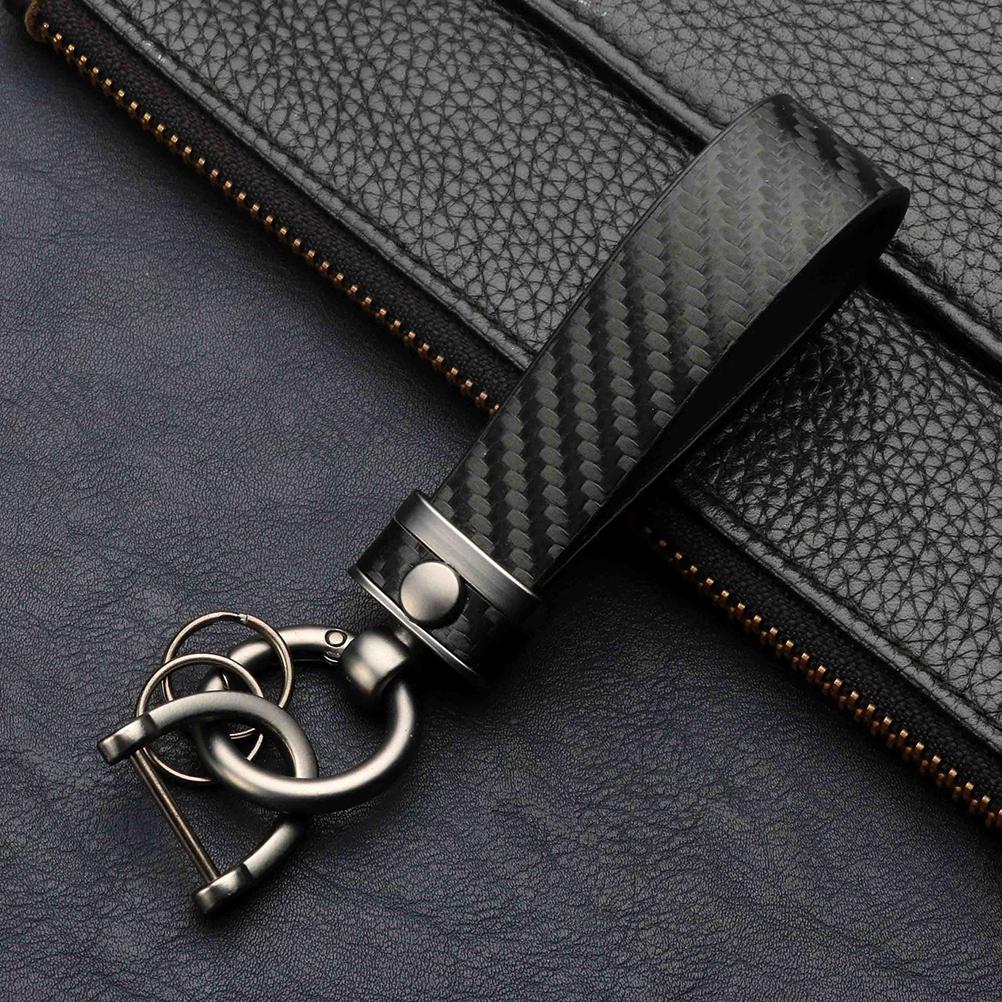 Carbon Fiber Car Keychain 360 Degree Rotatable Microfiber PU Leather Key Chain Universal Key Chains for Men and Women
