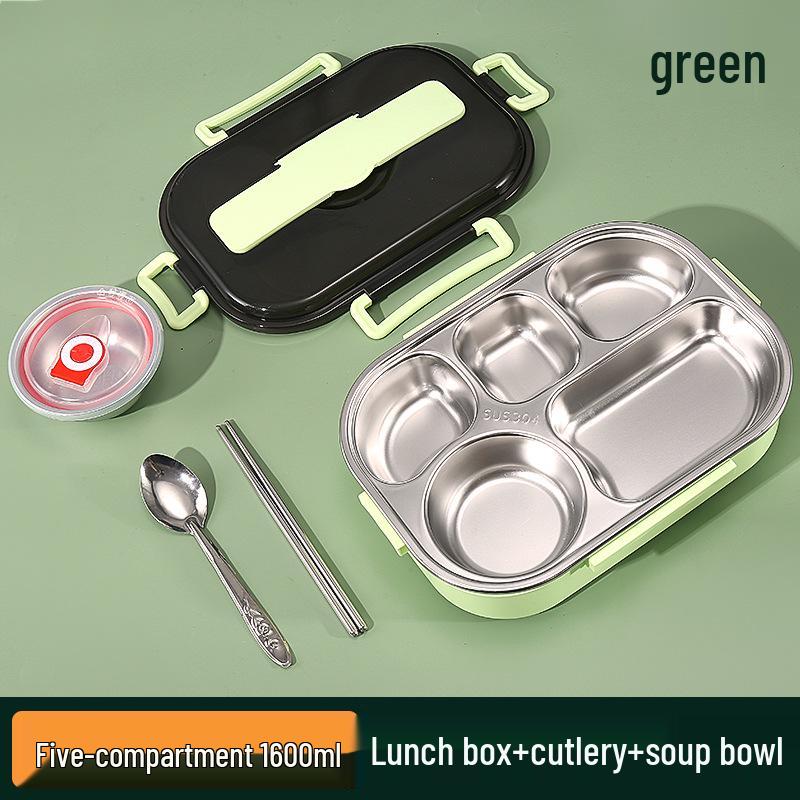 Large Stainless Steel Lunch Box with Lid and Soup Bowl, Insulated Meal Tray for Students and Office Workers