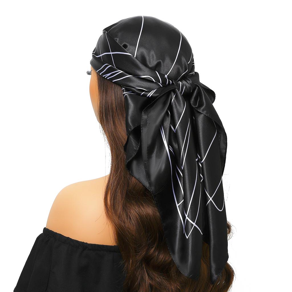 90*90cm Silk Scarf Scarftop Headwraps For Woman Fashion Four Seasons Hair Accessories Hijab Foulard Bandana Femme Headscarf