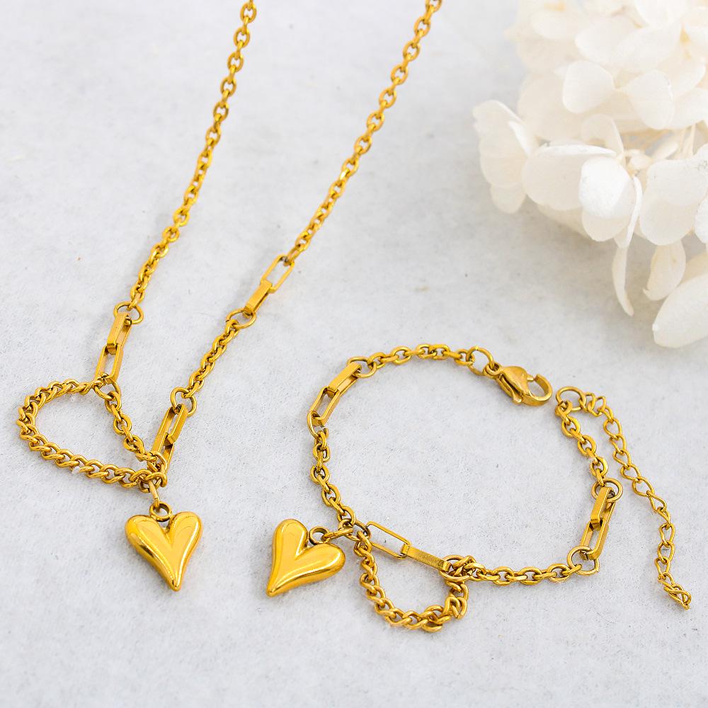 18K Gold Plated Cuban Link Chain Necklace for Women - Stainless Steel, French Retro Design