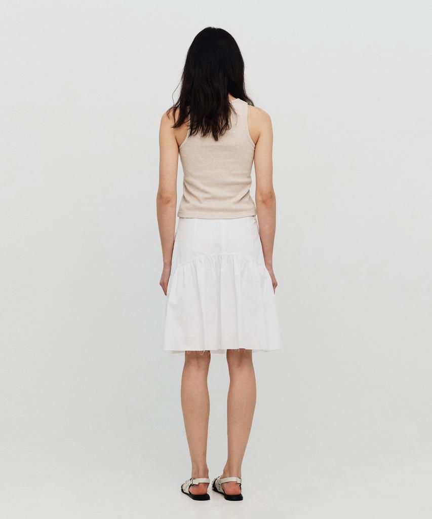 Sillot Low Cut Eyelet Shirred Midi Skirt (White)