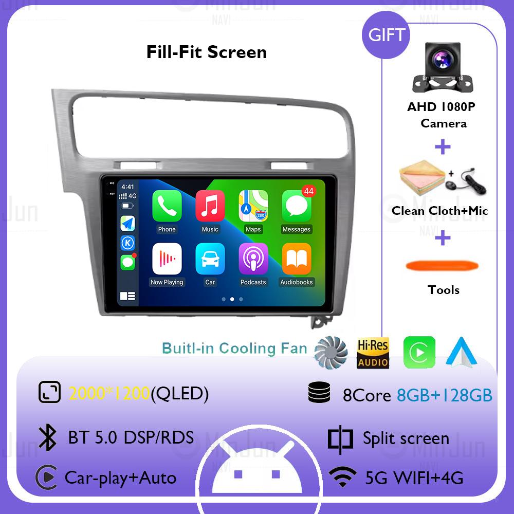 Android 14 Silver Gray Car Radio For Volkswagen VW Golf 7 MK7 GTI 2011-2021 Wireless Carplay Auto Multimedia Stereo Video Player